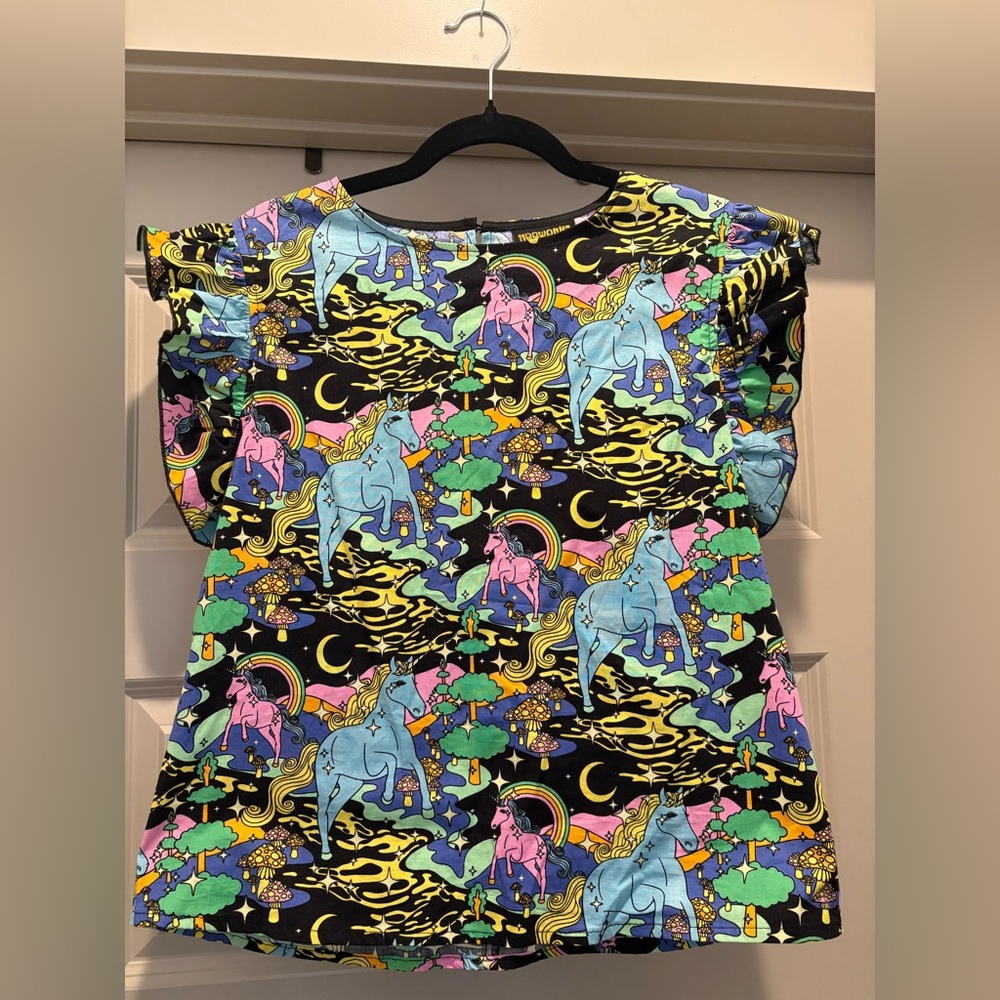 Nooworks Ruffle Top in Unicorn Forest